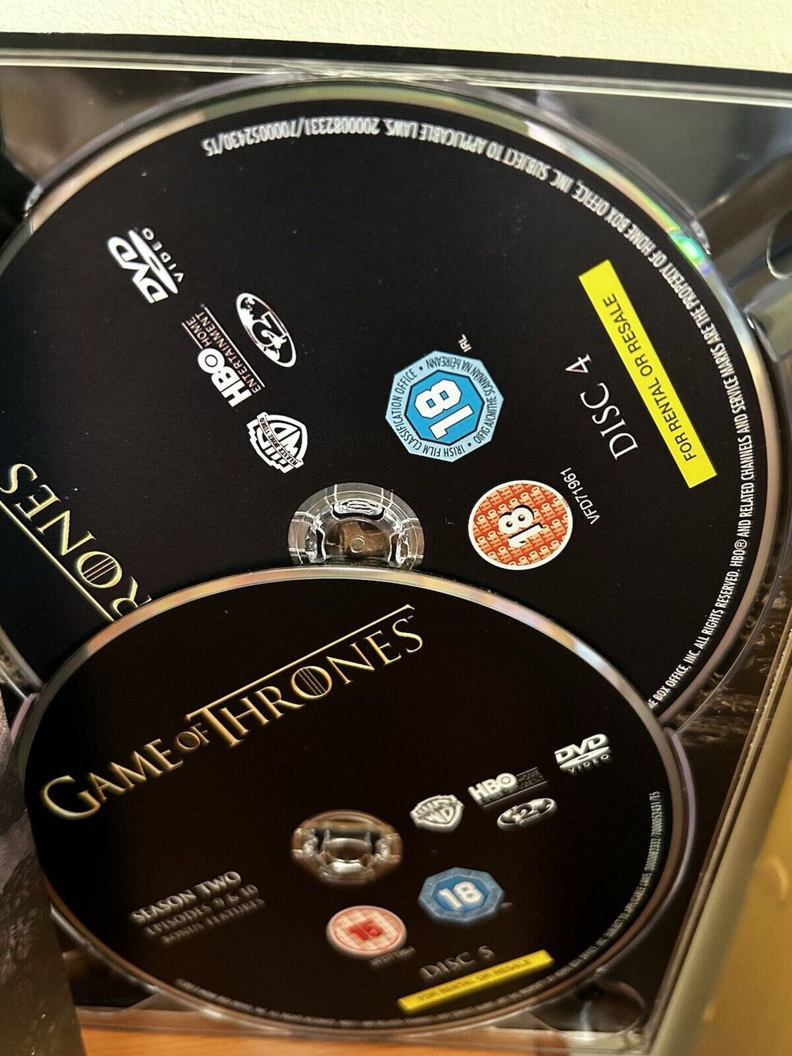 Complete box set of Game Of Thrones - Season 1 & 2 on DVD, featuring all gripping discs for fans of epic storytelling.