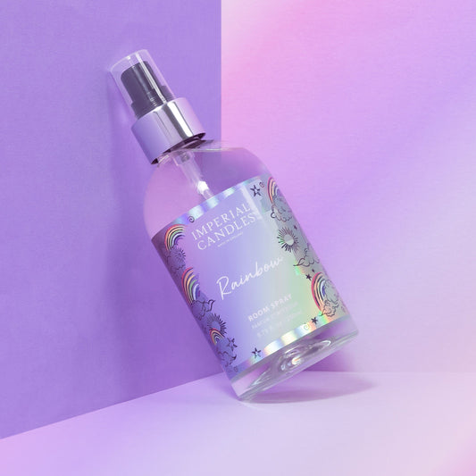 Imperial Candles Room Spray “Rainbow” offers a fruity, floral scent to enhance your home’s atmosphere beautifully.