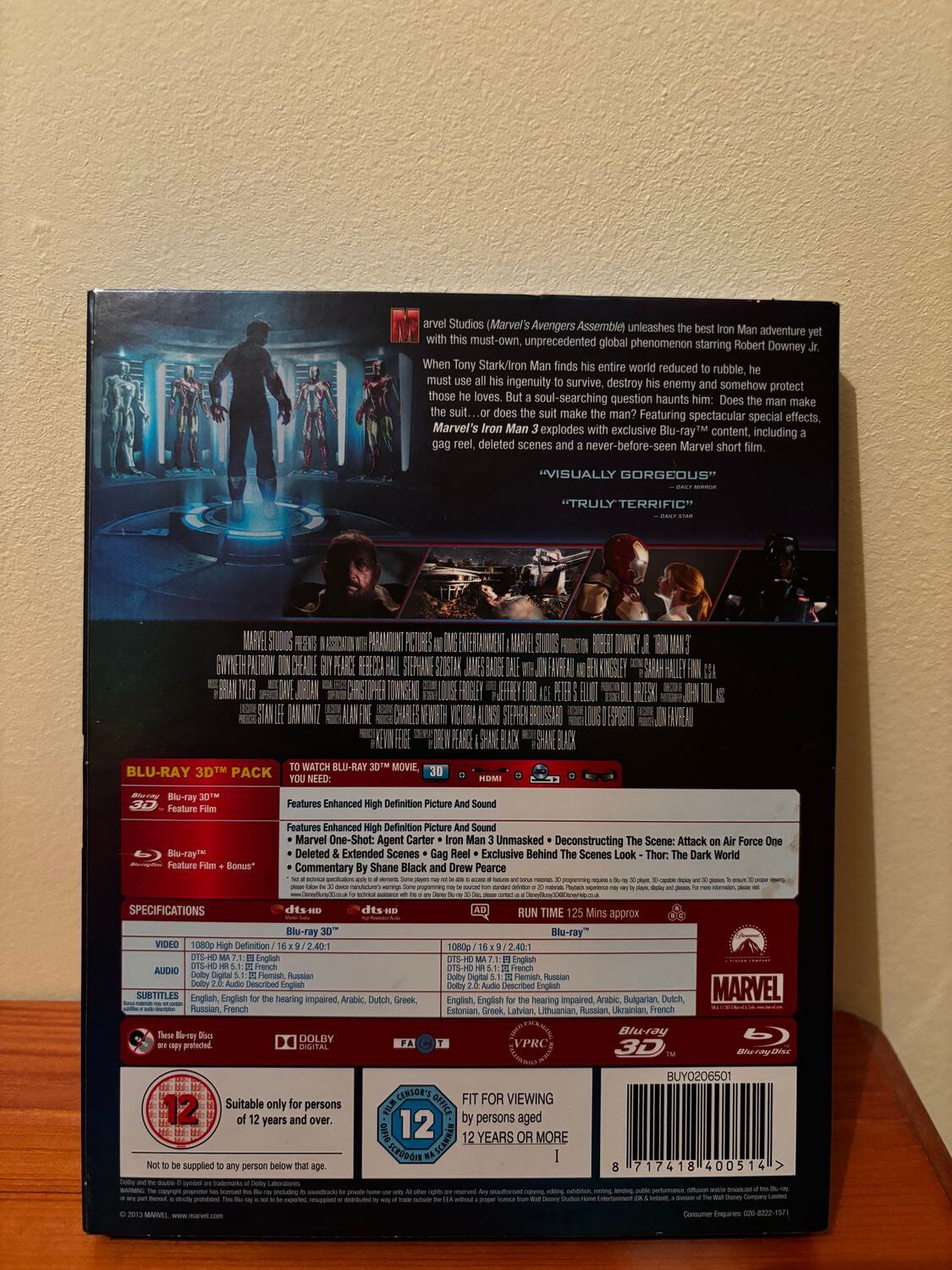 Discover the thrilling Iron Man 3 (Blu-Ray 3D) + (Blu-Ray 2D) combo pack, perfect for action fans!