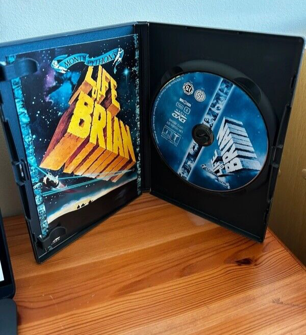 Monty Python's Life of Brian: New Digitally Remastered Edition (DVD) in its case, perfect for comedy enthusiasts.