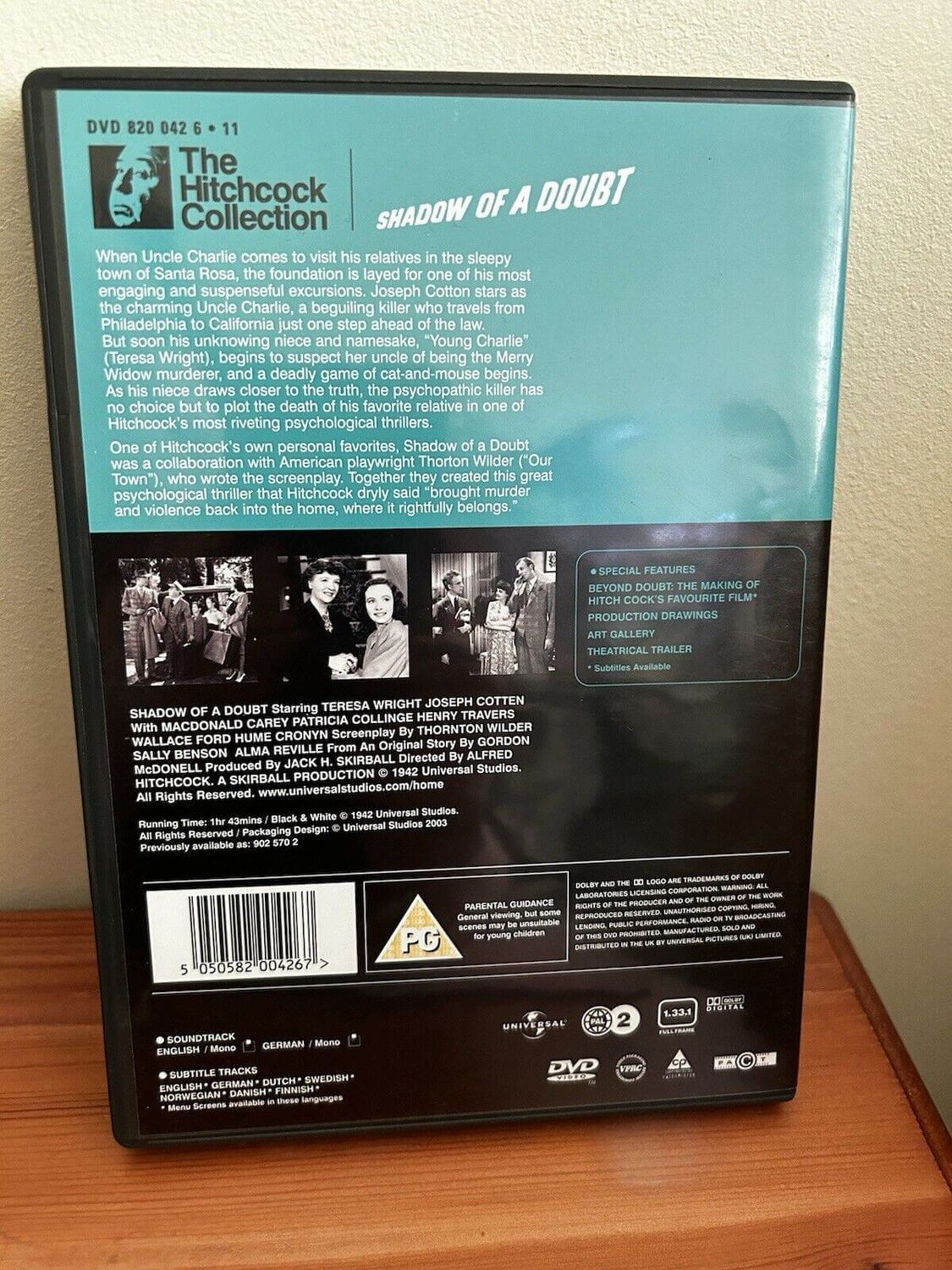 Shadow Of A Doubt DVD Feature (2005) showcases Hitchcock's suspenseful classic, perfect for collectors and film enthusiasts.