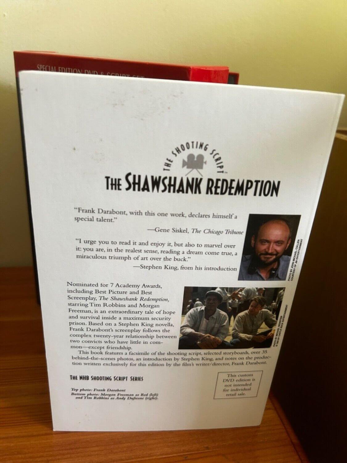 The Shawshank Redemption Special Edition Script Set (DVD) showcases the film's screenplay and behind-the-scenes insights.