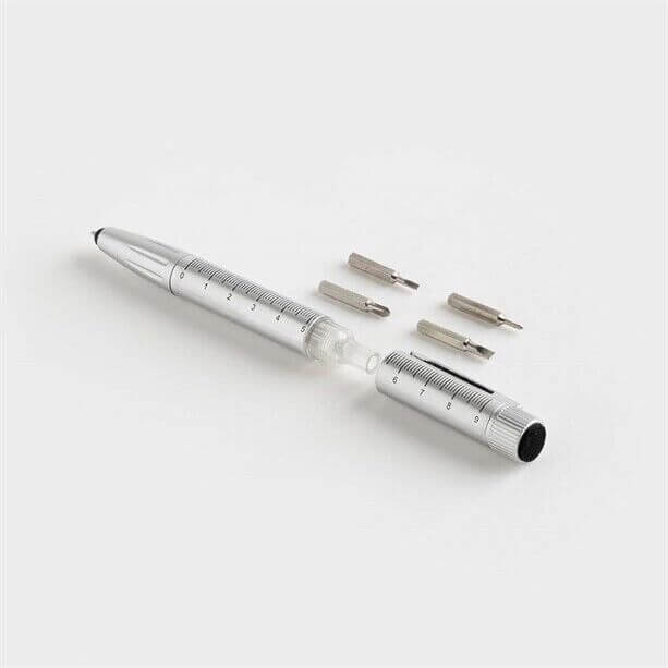 Avon Multi Tool 6-in-1 Gadget (Pen/Stylus/Spirit Level/Ruler) features a sleek design with interchangeable screw tips.
