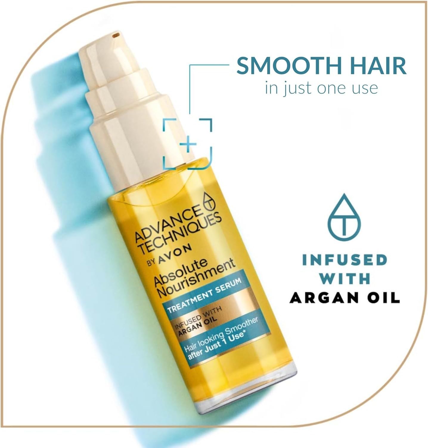 Transform your hair with Absolute Nourishment Argan Hair Serum - 30ml by Avon for silky, shiny results.