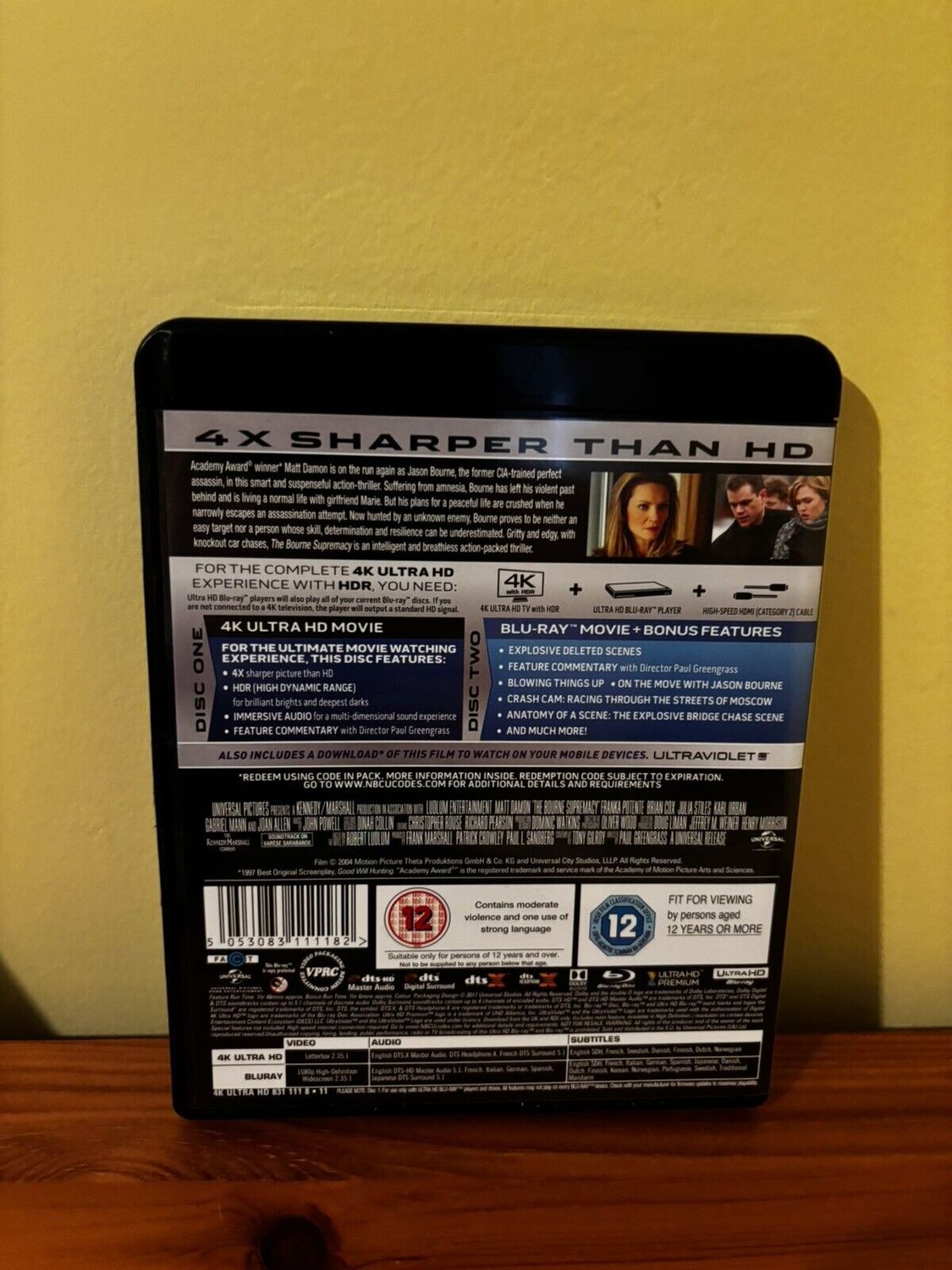 The Bourne Supremacy 4K Ultra HD Blu-ray Region B showcases thrilling espionage in a stunning 2-disc edition.