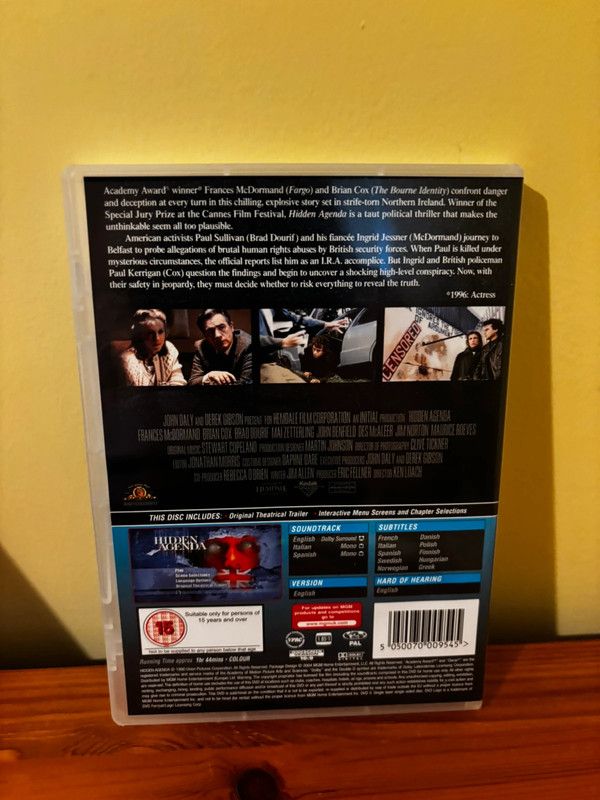 Discover the gripping Hidden Agenda DVD, a thrilling Ken Loach classic featuring an all-star cast.