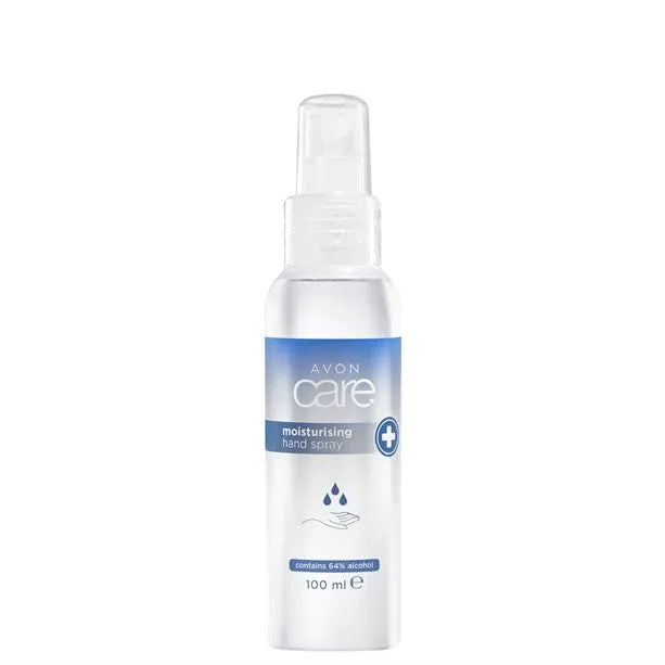 Avon Care Moisturising Antibacterial Hand Spray 64% alcohol x2, perfect for clean and hydrated hands on the go.