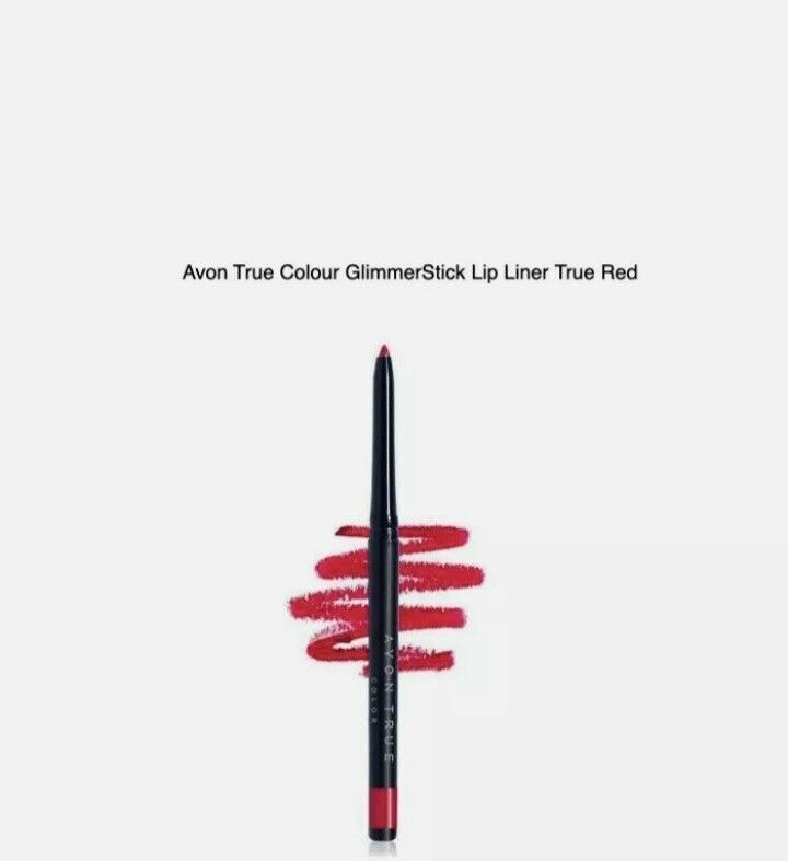 AVON True Colour GlimmerStick Lip Liner in "True Red" offers bold, precise definition for stunning lip looks.
