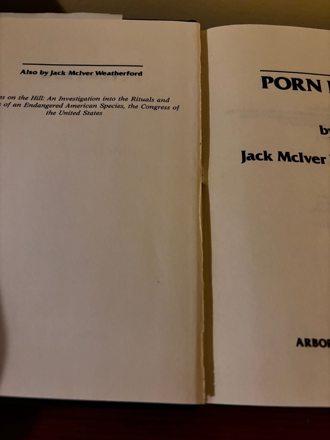 Cover of "Porn Row by Jack Mclver Weatherford (Hardback, 1st Ed, 1986)", exploring the sex-for-sale district in D.C.