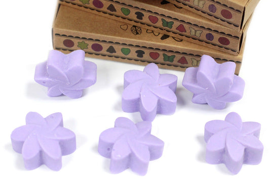 Box of 6 Wax Melts - Lavender Fields displayed, offering a calming aroma and elegant floral design for your home.