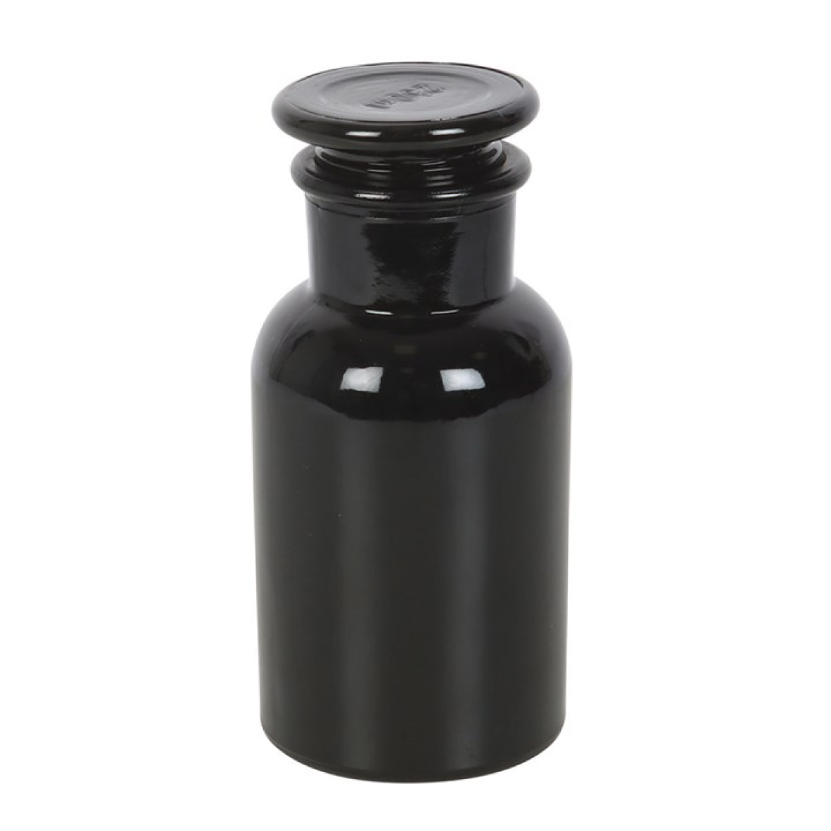 Deadly Nightshade Candle in a vintage apothecary-style black glass bottle.