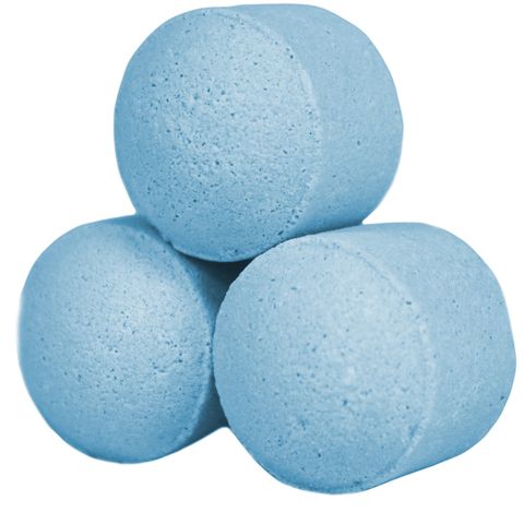 Relax with the 1.3Kg Box of Chill Pills (Mini Bath Bombs) - Ylang, featuring soothing blue bath bombs for ultimate relaxation.