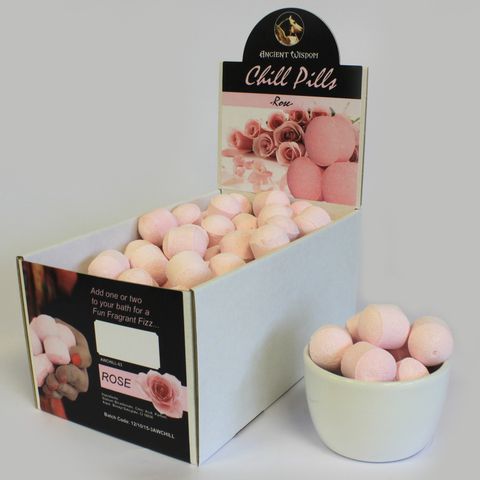 1.3Kg Box of Chill Pills (Mini Bath Bombs) - Rose, perfect for luxurious baths and delightful gifts for any occasion.