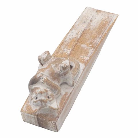 Hand carved Doorstop - Kitten made from sustainable Jemipinis wood, adding charm and functionality to any room.