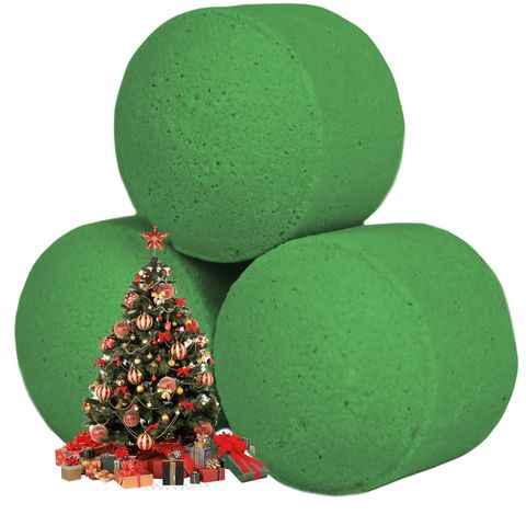 Bright green mini bath bombs in a 1.3Kg Box of Chill Pills (Mini Bath Bombs) - Festive Morning for joyful relaxation.