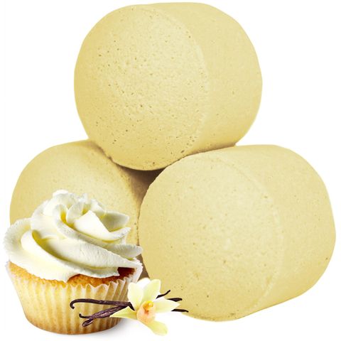 Delight in the 1.3Kg Box of Chill Pills (Mini Bath Bombs) - Vanilla Cup Cake, perfect for a soothing bath experience.