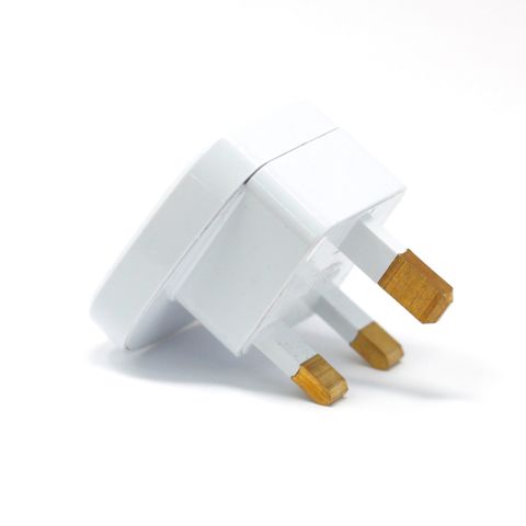 EU to UK Plug Adaptor for safe charging, converting EU 2 pin to UK 3 pin with 13A fuse for UK sockets.