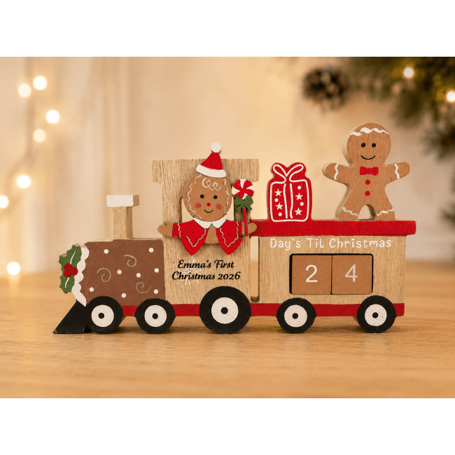 Personalised Gingerbread Christmas Countdown Train