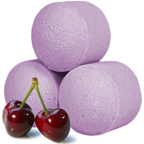 1.3Kg Box of Chill Pills (Mini Bath Bombs) - Black Cherry, featuring sweet cherry aroma for ultimate relaxation.