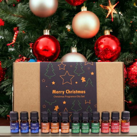 Holy Scents of Christmas Fragrance Set displayed with festive decorations, perfect for capturing the holiday spirit.