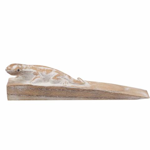 Hand carved Doorstop - Gecko with intricate detailing, perfect for home decor at your favourite store.