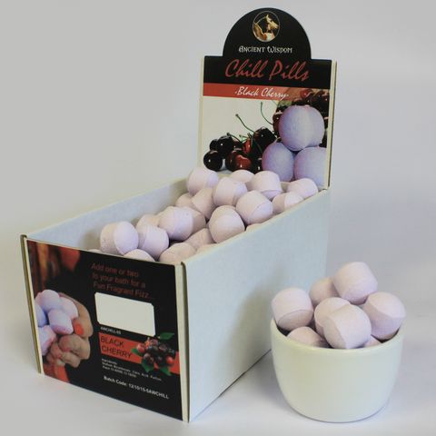 1.3Kg Box of Chill Pills (Mini Bath Bombs) - Black Cherry offers delightful fragrance and vibrant colours for any occasion.