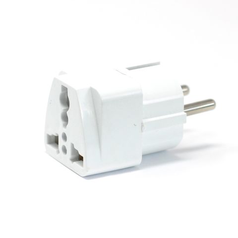 UK to EU Plug Adaptor for charging devices from EU sockets, meets UK standards, 10/16A 250V, perfect for travel.