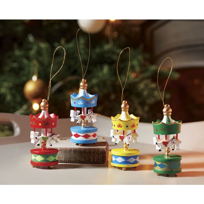 Christmas Carousel Decorations Set of 4
