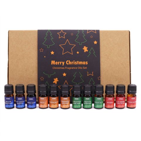 Holy Scents of Christmas Fragrance Set showcases festive oils, perfect for capturing the essence of the holiday season.