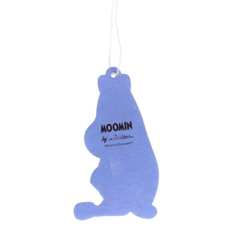 Purple Peach-scented Moomin Tammi air freshener tag hanging on string