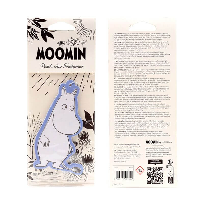 Air Freshener - Peach Scented Moomin Tammi in card packaging, featuring a white Tammi figure.