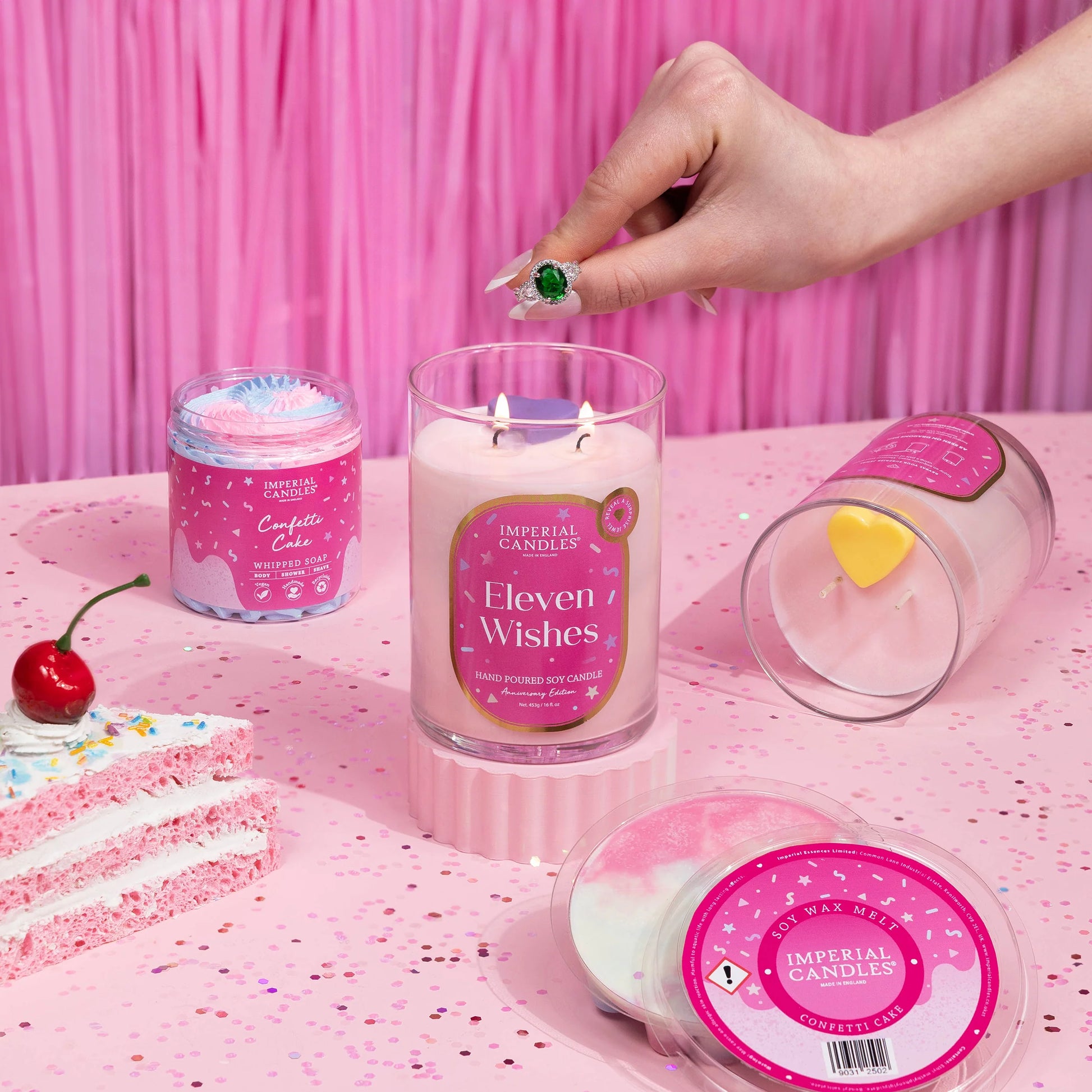 Celebrate with the Eleven Wishes - Anniversary Box from Imperial Candles, featuring delightful scents and festive designs.