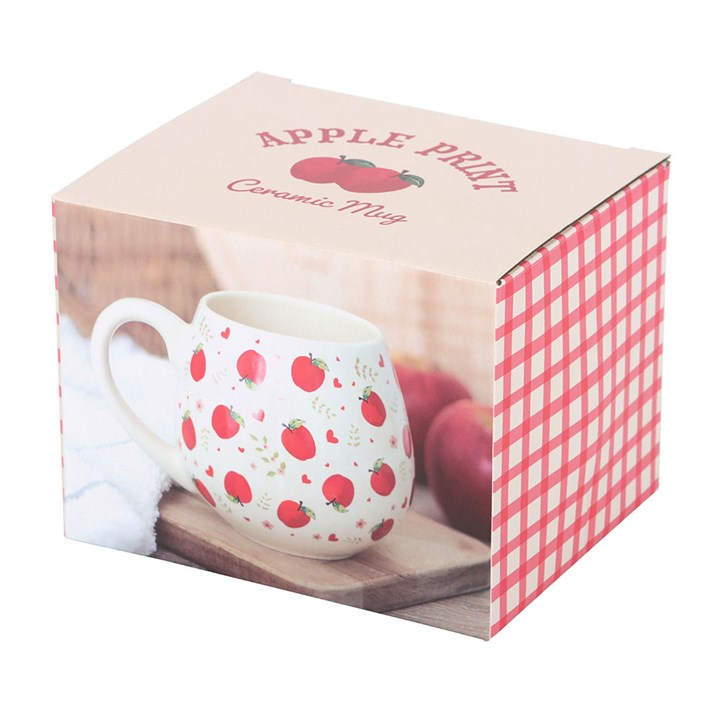 Apple Print Rounded Mug - Apple Print Ceramic Mug with countryside charm, boxed presentation.