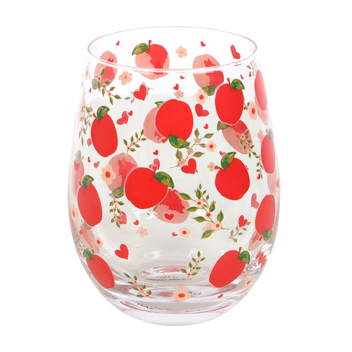 Stylish Apple Print Stemless Glass, perfect for refreshing drinks and charming gifts, 350ml capacity. Ideal for home use.