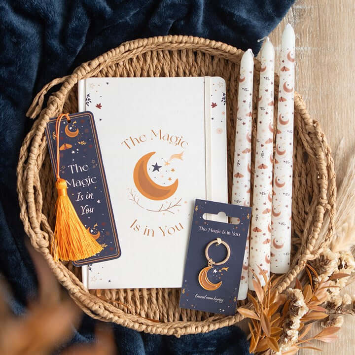 Elegant Set of 3 Harvest Moon Taper Candles - Unscented, perfect for autumn gatherings and cosy evenings.
