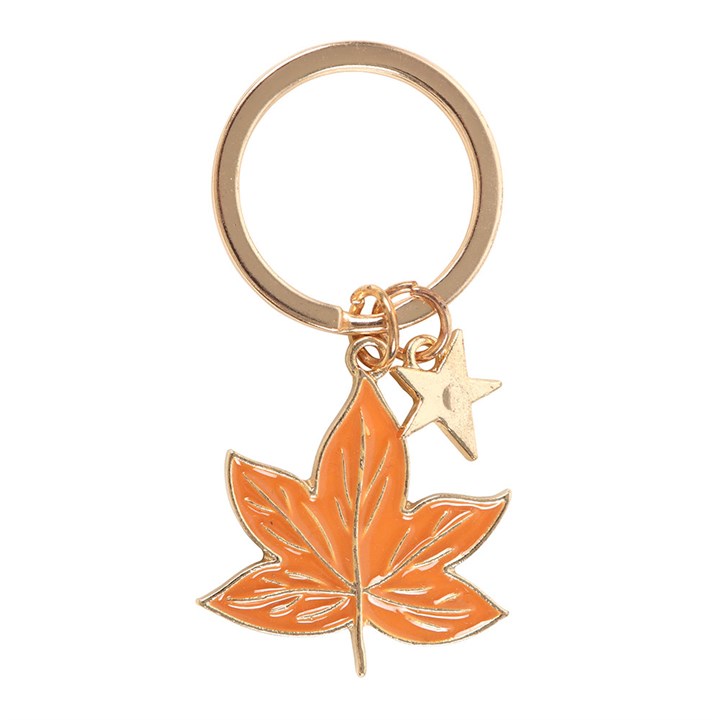 Stylish Autumn Magic Leaf Keyring in enamel and metal, perfect for nature lovers and seasonal charm.