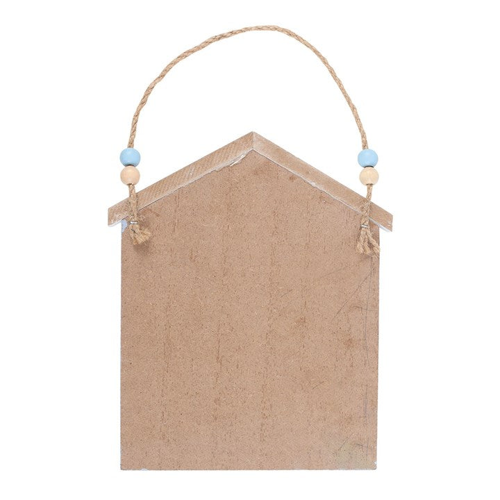 Charming Blue Life Ring Beach Hut Hanging Decoration, perfect for beach lovers and coastal-themed decor.