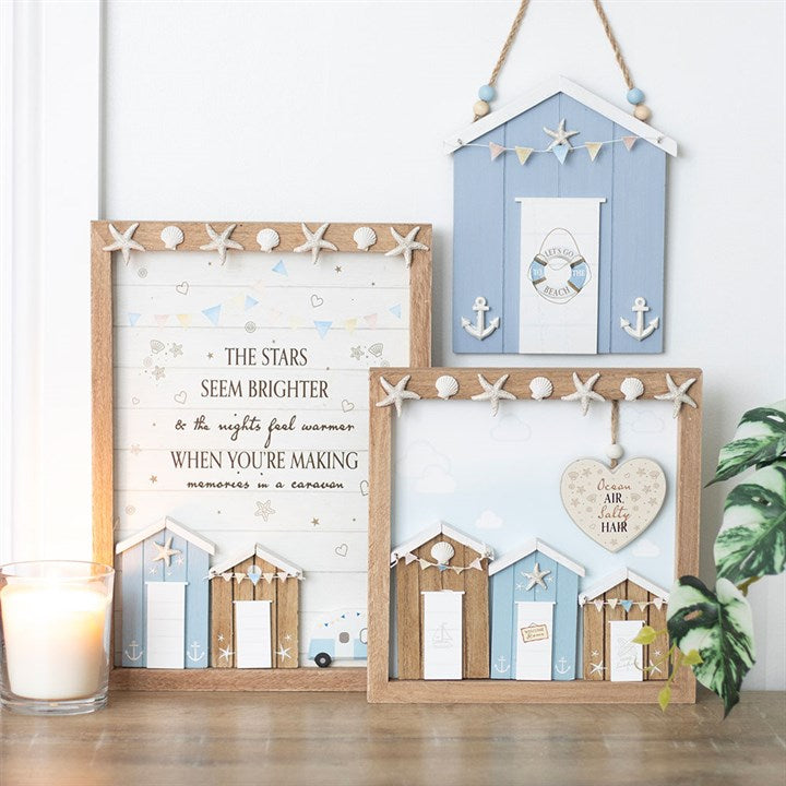 Delightful Blue Life Ring Beach Hut Hanging Decoration, perfect for beach lovers and reminiscing coastal adventures.