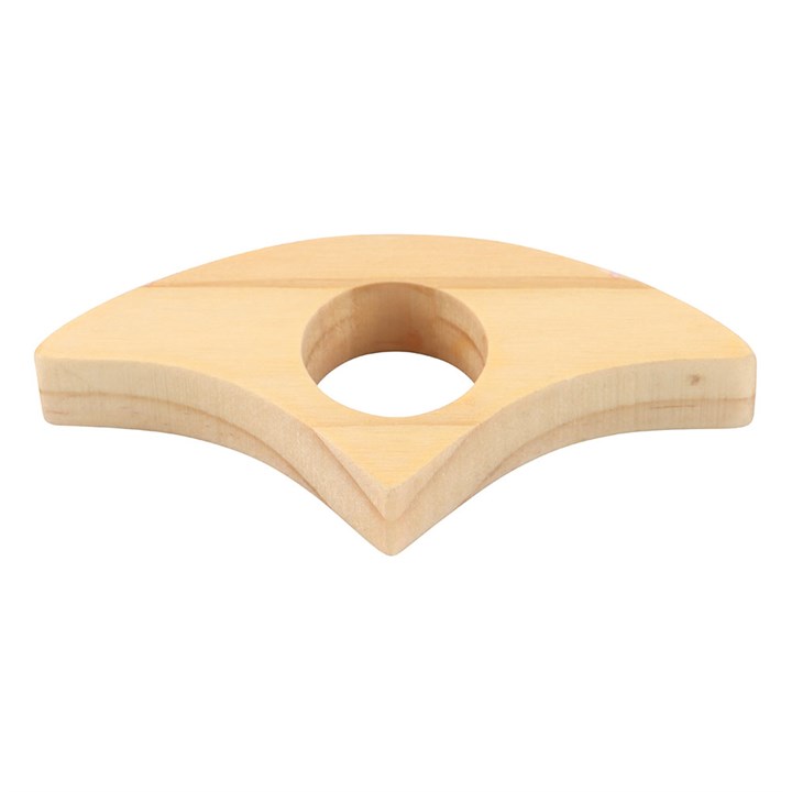 Wooden Book Worm thumb page holder, curved arc with central hole for one-handed reading.