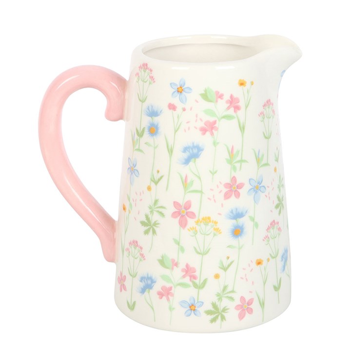 SpringBloom Floral Print Ceramic Flower Jug – Charming Countryside Chic Design