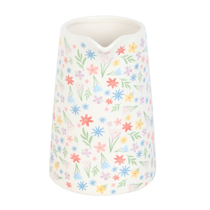 Charming Spring Floral Print Ceramic Flower Jug, perfect for vibrant blooms and delightful gifts for special occasions.