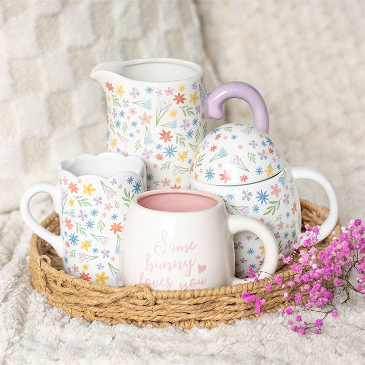 Brighten your home with the Spring Floral Print Ceramic Flower Jug, featuring a vibrant floral pattern perfect for spring.
