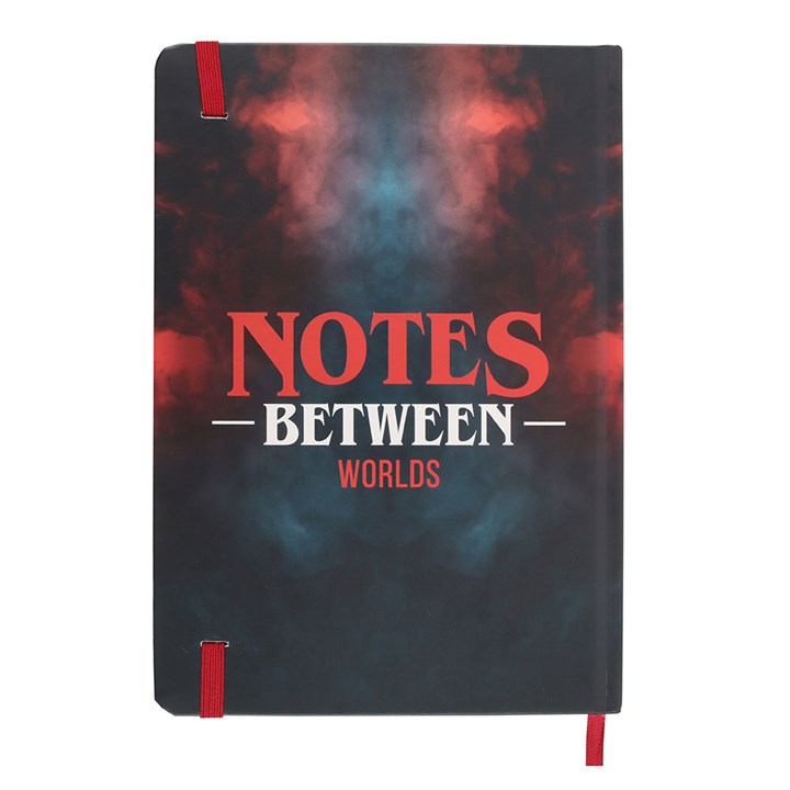 Notes Between Worlds A5 Notebook featuring a swirling red and blue smoke design, perfect for organised adventurers.