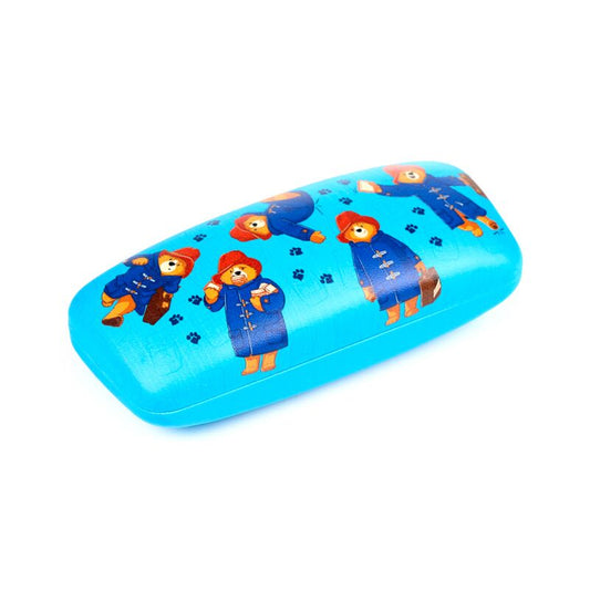 Blue Paddington Bear glasses/sunglasses holder case with cute bear designs.