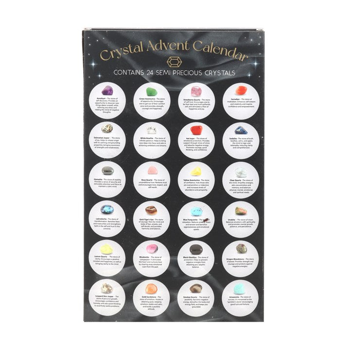 Countdown to Christmas with the 24-Day Crystal Advent Calendar, featuring 24 tumbled gemstones for wellbeing.