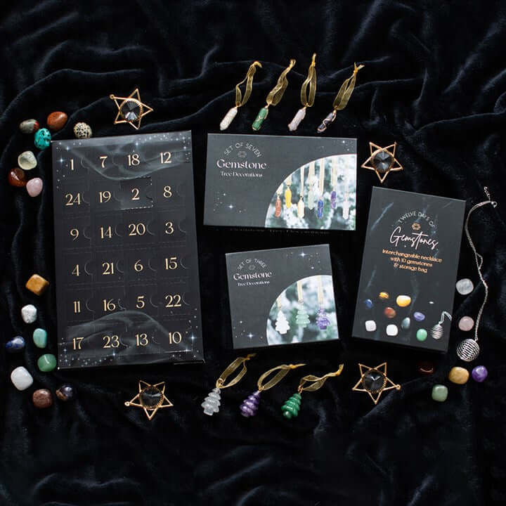 Count down to Christmas with the 24-Day Crystal Advent Calendar, featuring 24 gemstones for wellbeing.
