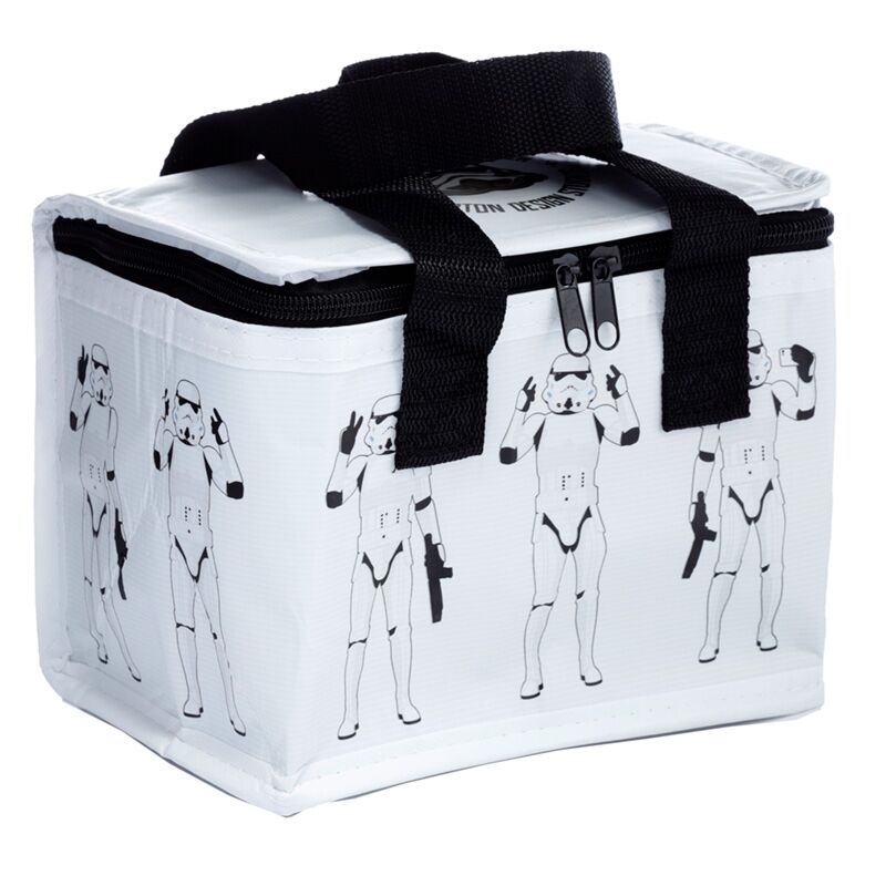 The Original Stormtrooper White RPET insulated cool bag with black handles and stormtrooper graphics.