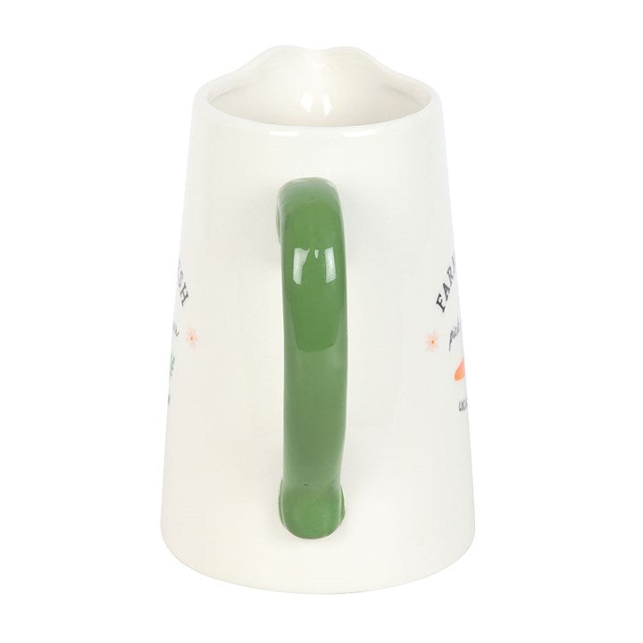 Farm Fresh Carrot Patch Ceramic Flower Jug with green handle, perfect for rustic home décor and vibrant flower displays.