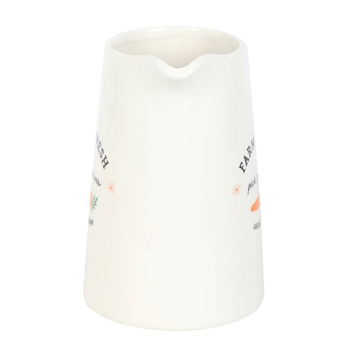 Farm Fresh Carrot Patch Ceramic Flower Jug, perfect for rustic decor and showcasing colourful blooms in any home.