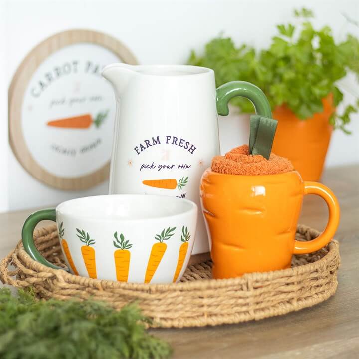 Farm Fresh Carrot Patch Ceramic Flower Jug adds rustic charm, perfect for colourful blooms in any living space.